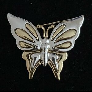 L. Razza Vintage Signed Two Tone Gold & Silver Butterfly Brooch. MA